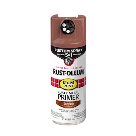 Rust-Oleum Rusty Metal Spray Primer, Brown, Flat, 12oz 384755